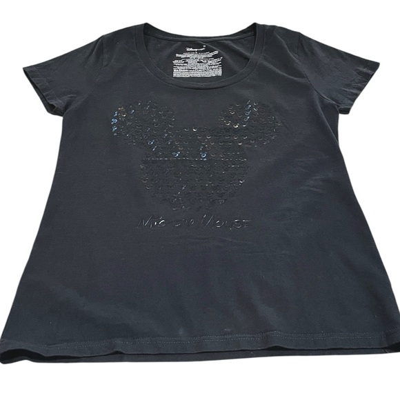 DISNEY STORE WOMENS MICKEY MOUSE HEAD SILHOUETTE T-SHIRT BLACK SIZE LARGE - Picture 9 of 13